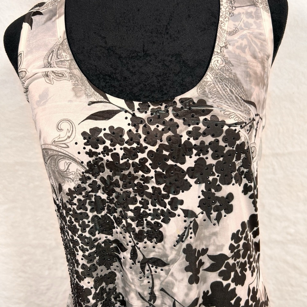 Ocean Blue Racer Back  Slip Dress Floral Paisley Flowy Large Crochet‎ Feminine